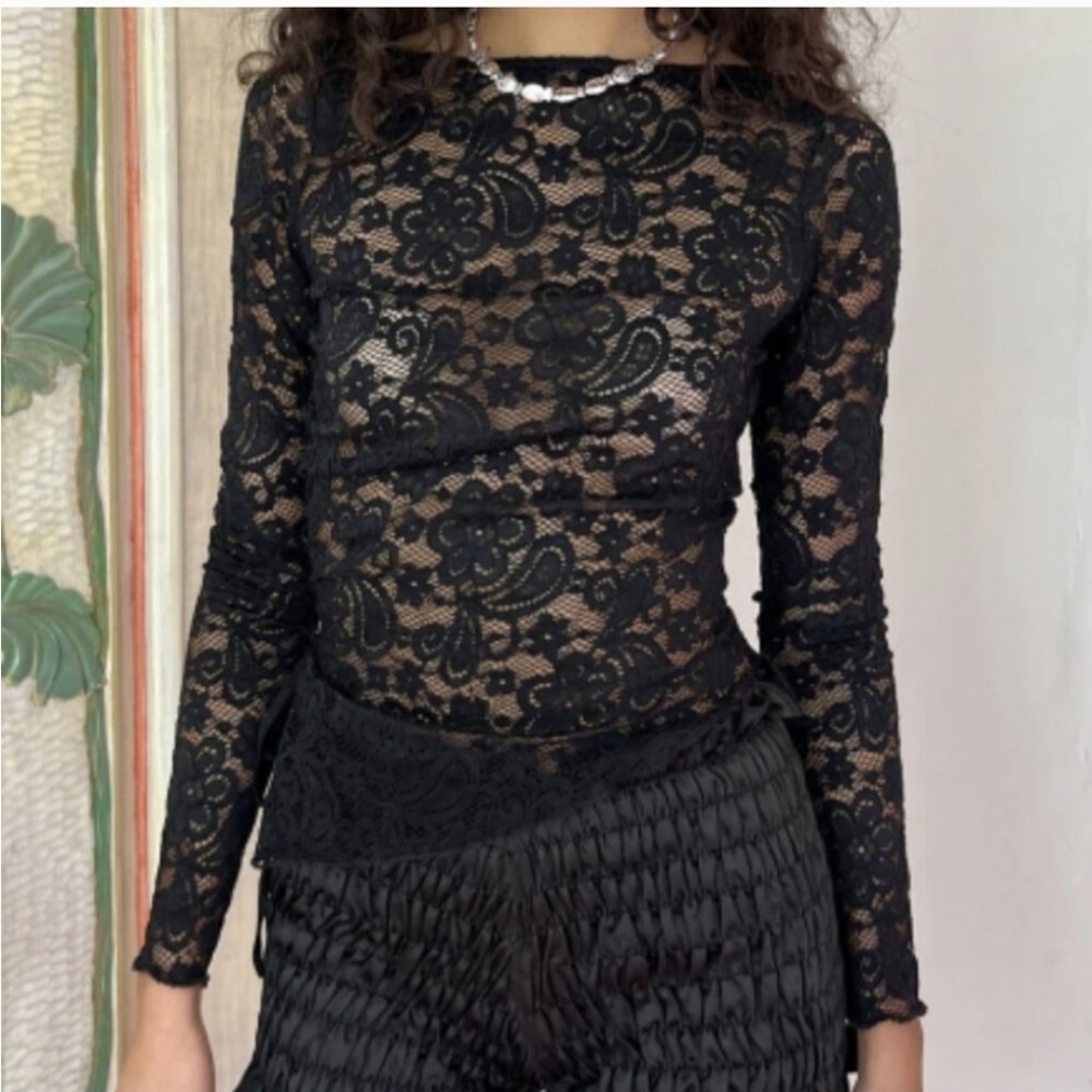 Jo Lace Top Lisa Says Gah - Licorice Lace (NWT)
